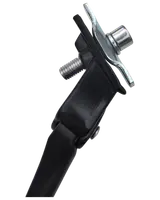 Sort justerbar cykelstøttefod med metalbeslag og bolt til sikker montering. Passer til forskellige cykeltyper og giver stabil støtte ved parkering.