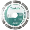 Makita segmenteret diamantskæreskive, 125 mm diameter, 22,23 mm hul, egnet til beton og murværk, sølv og hvid med grøn branding, til vinkelsliber, høj holdbarhed.