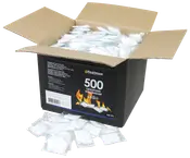 Låda med 500 individuellt förpackade Heatmax tändpåsar, lämpliga för att tända eldstad, grill eller lägereld. Varje påse är för engångsbruk.