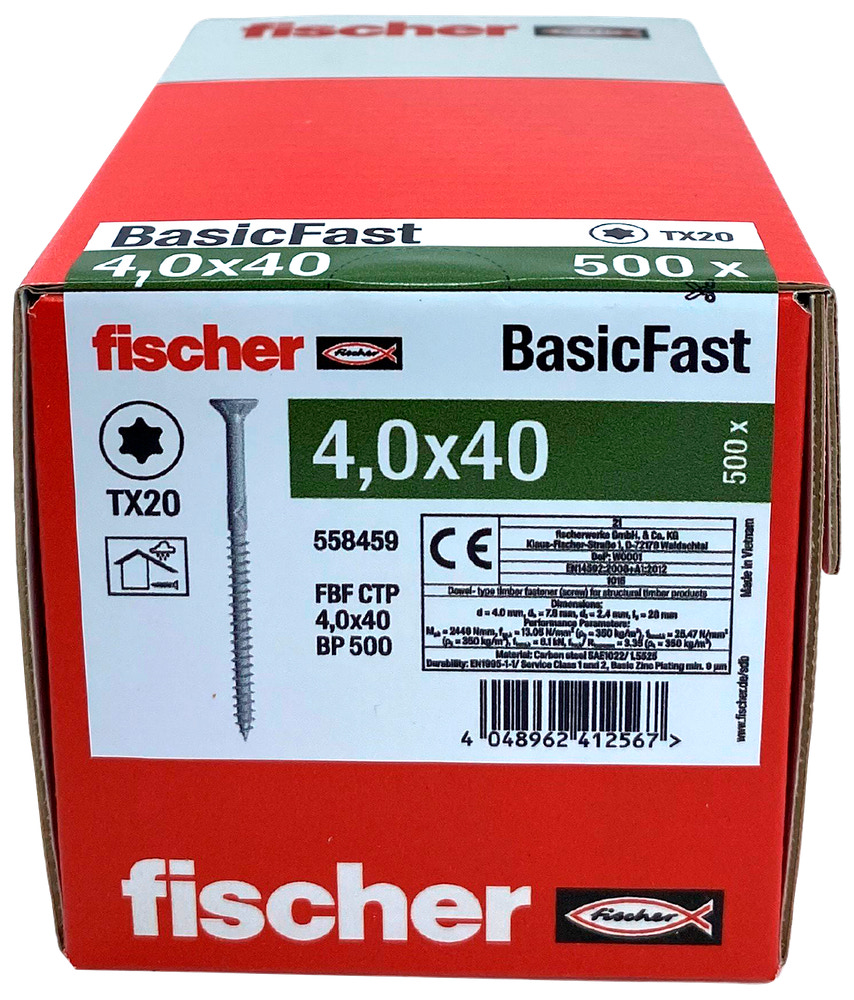 fischer Spånskrue 4 x 40 mm TX20 500 stk.