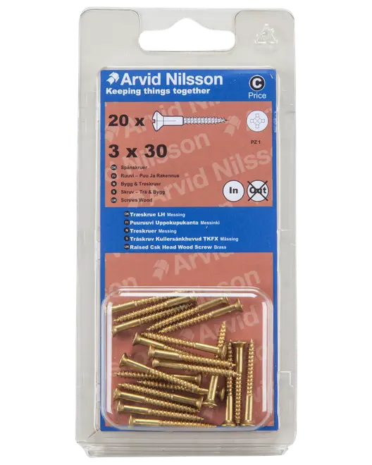 Träskruv mässing 3x30 20 st