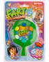Grøn plastik lommelyde-maskine med seks farverige knapper, der hver giver en anderledes pruttelyd. Pakket på et farverigt kort med sjove grafikker og produktbranding.