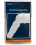 Vit plast multislangnippel, 32 mm x 3/4 tum, med räfflad ände och vinkel, passar köksvaskens rör. Förpackad i klar blisterförpackning.