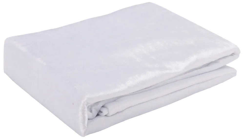 Vikt vit fleecefilt med mjuk yta, rektangulär form, lätt och fluffig, enkel design utan mönster, passar för säng eller soffa, perfekt för hemmet.