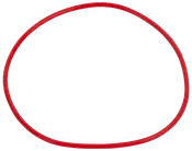Röd plastrockring, cirkelformad, lätt och hållbar, passar barn eller vuxna för träning, dans eller lek. Slät yta för bekvämt grepp och snurr.