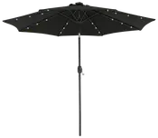 Parasol med solcellelys og tilt Ø2,7 m