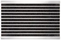 Rektangulärt luftfilter med flera horisontella svarta och vita veck, avsett för ventilationssystem. Robust vit ram och tätt svart filtermaterial för effektiv luftrening.