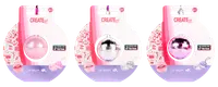 Create It! læbepomade formet som diskokugle i pink, sølv og lilla. Individuelt pakket, egnet til børn fra 6 år, fugtgivende, med nøgleringsvedhæng.