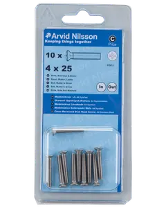 Arvid Nilsson Maskinskrue A4 LH M4 x 25 mm 10-pak