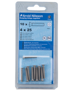 Arvid Nilsson Maskinskrue A4 LH M4 x 25 mm 10-pak