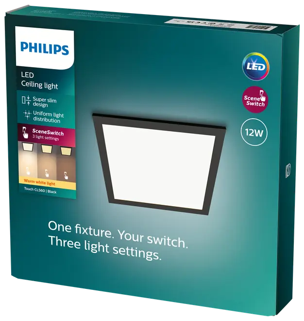 PHILIPS Loftlampe panel Scene 30x30cm 12W - sort