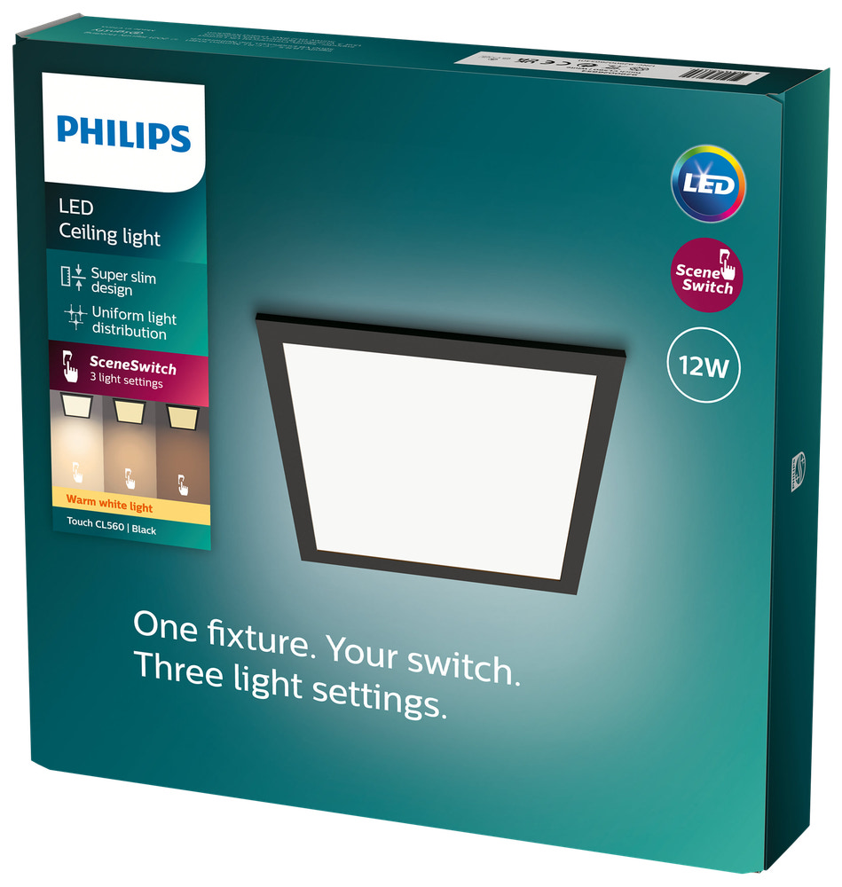 PHILIPS Loftlampe panel Scene 30x30cm 12W - sort