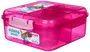 Pink plastik madkasse med sikker kliklås, opdelte rum til mad, og gennemsigtigt låg. Perfekt til bento-måltider, genanvendelig og BPA-fri. Kompakt og holdbar.