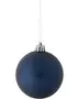 Mat mørkeblå juletræskugle med sølvfarvet top og ophængssnor. Elegant og enkel design, ideel til juletræspynt. Let og holdbar materiale.