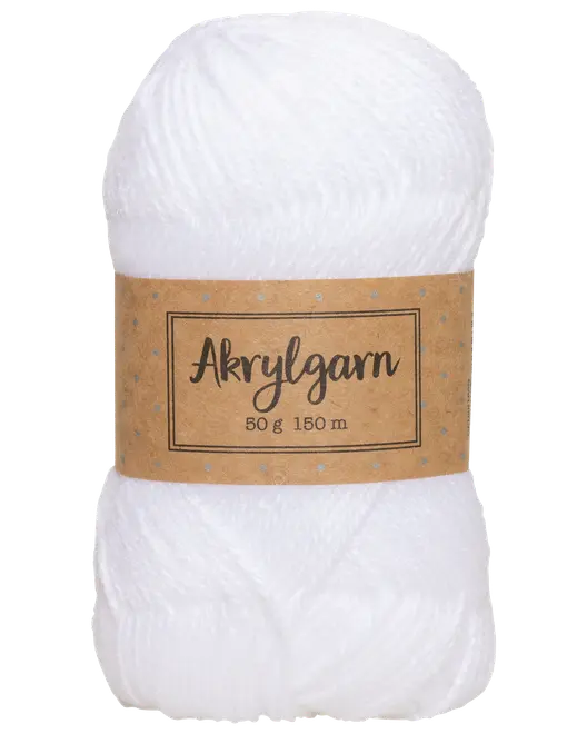 Akrylgarn 50 g - optisk hvid