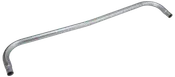 Lång, böjd metallrör med öppna ändar och silverfärgad yta. Passar för VVS eller industri, används för att leda eller ansluta vätskeflöde.