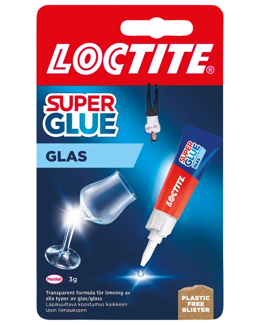 Loctite Super Glue til glas, 3g tube, transparent formel, egnet til limning af alle typer glas. Leveres i plastfri blisterpakning.
