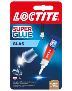 Loctite Super Glue til glas, 3g tube, transparent formel, egnet til limning af alle typer glas. Leveres i plastfri blisterpakning.