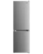 Wasco kylskåp med frysfack nedtill, stilren silverfinish, två dörrar, minimalistisk design, infällda handtag, energisnålt, rymligt inre för matförvaring.