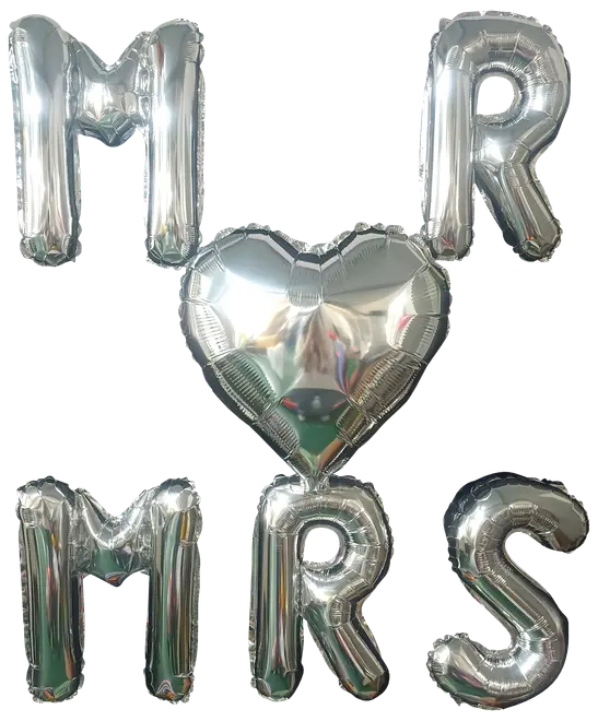 Folieballon 40 cm Mr&Mrs - Sølv