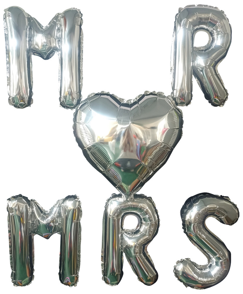 Folieballong 40 cm silver -  Mr&Mrs