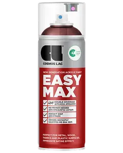 Cosmos Lac Easy Max akryl spraymaling, 400 ml dåse, egnet til metal, træ, stof og plast, giver dobbelt dækning, tørrer hurtigt og har satin finish.