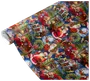 Färgglatt julklappspapper med jultomten, kransar, nallebjörnar och julmotiv. Texten "Merry Christmas" ingår. Blank yta, perfekt för inslagning av julklappar.
