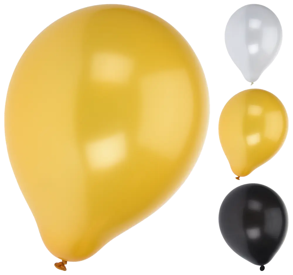 Ballonger guld/svart/vit 10 st