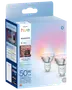 Philips Hue Essential GU10 smarte LED-pærer, 50W ækvivalent, 345 lumen, hvid og farve, Bluetooth og Zigbee, app- og stemmestyring, to pærer i pakken.