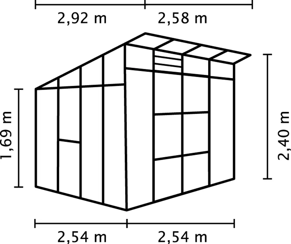 Växthus Freya 7600 svart med sockel