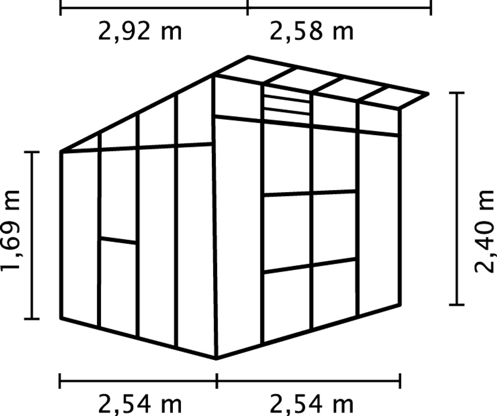 Växthus Freya 7600 svart med sockel