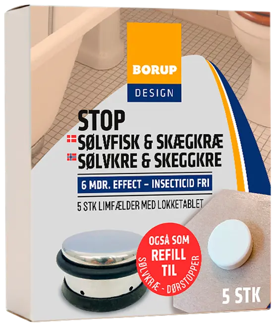 Borup Design limfælde mod sølvfisk og skægkræ, 5 stk. Indeholder limfælder med lokketablet, uden insekticid, 6 måneders effekt. Kan bruges som refill.