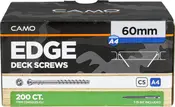 CAMO Edge terrasseskruer, 60 mm, 200 stk., med T-15 bit inkluderet, til C5/A4 terrassebrædder.