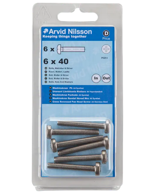 MASKINSKRUV A4 PH M6X40 6 ST