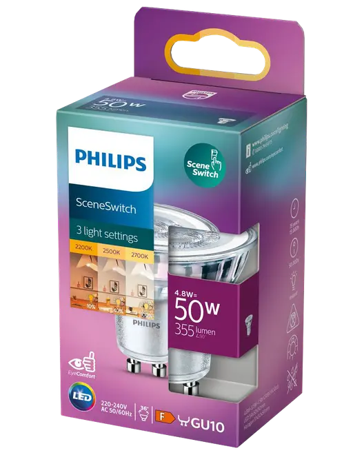 PHILIPS LED reflektorlampa SceneSwitch GU10 - 3 steg