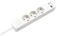 3 stikdåse med USB og afbryder