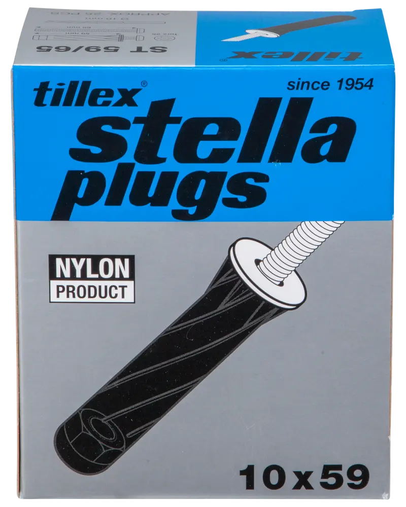 Tillex Plugs pan 5 x 65 mm - sort 25-pak