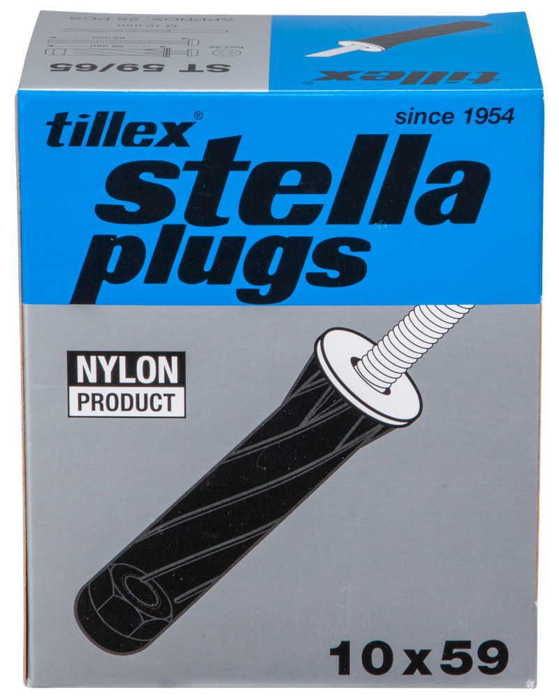 Tillex Plugs pan 5 x 65 mm - sort 25-pak