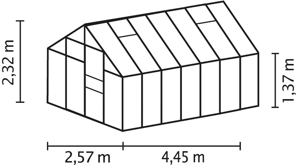 Växthus Merkur 11500 svart/glas