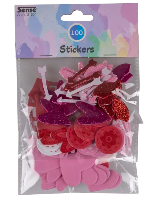 STICKERS RÖD/ROSA/VIT 100 ST