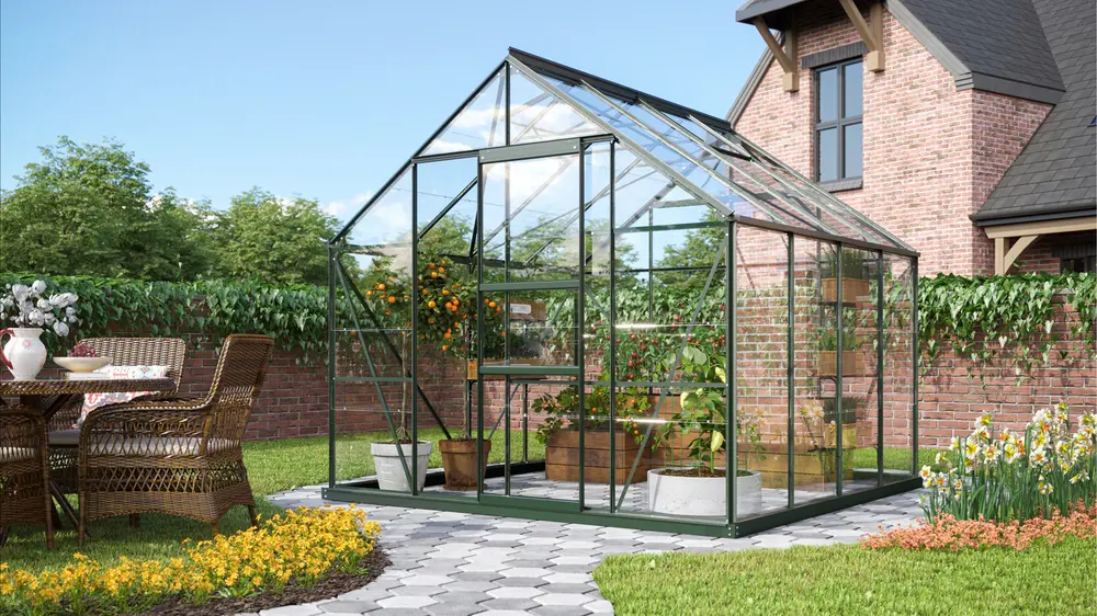 Växthus Merkur 6700 grön/glas