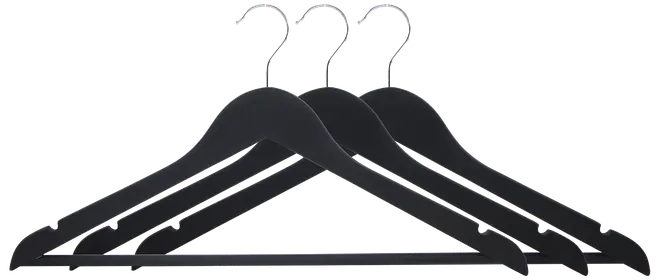 SJÖBO Klädhängare halkskydd svart 3-pack