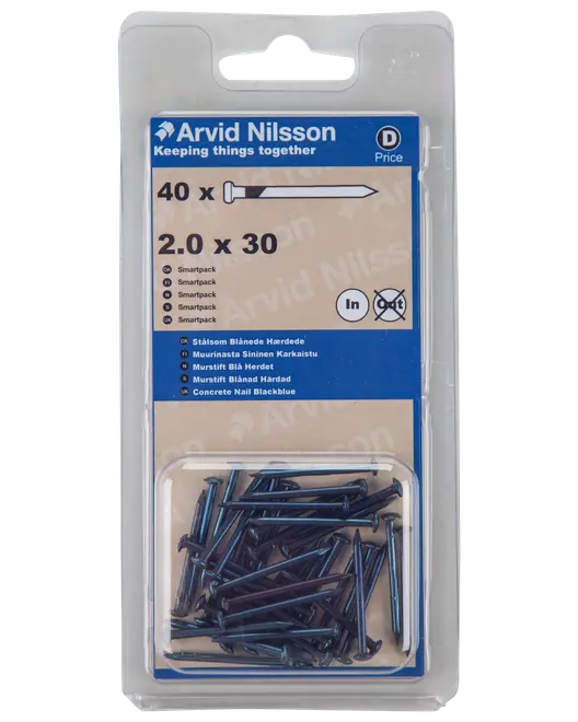 Arvid Nilsson Stålsøm hærdet 2 x 30 mm 40-pak