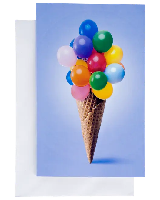 Kort med kuvert 11 x 17 cm - vaffel med ballon