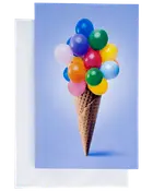 Kort med kuvert 11 x 17 cm - vaffel med ballon