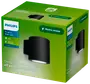 Philips udendørs væglampe, sort, tilsluttes elnettet, vejrbestandig (IP44), pære medfølger ikke. Moderne cylinderdesign. Leveres i grøn emballage.