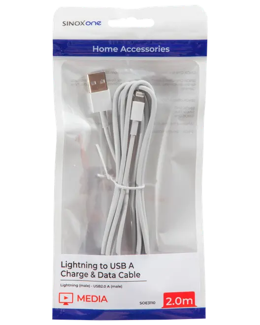 Sinox lightningkabel vit 2 m