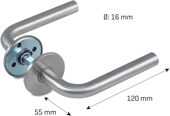 Dörrhandtag L-form rostfritt stål - 16 mm