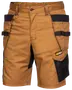 Brune arbejdsshorts med sorte forstærkede lommer, flere værktøjsstropper og slidstærke syninger. Har bæltestropper, knaplukning og WORKZ-logo på højre lomme.