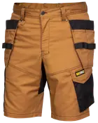 Brune arbejdsshorts med sorte forstærkede lommer, flere værktøjsstropper og slidstærke syninger. Har bæltestropper, knaplukning og WORKZ-logo på højre lomme.